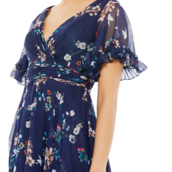 MAC DUGGAL FLORAL EMPIRE WAIST CHIFFON GOWN SZ 14 - Picture 3 of 7